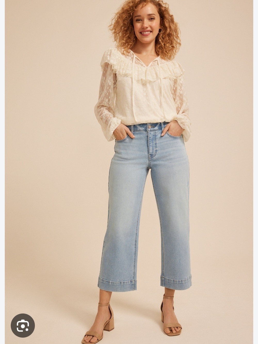 m Jeans By Maurices Sz 14 Light Wash Wide-Leg Cropped Jeans